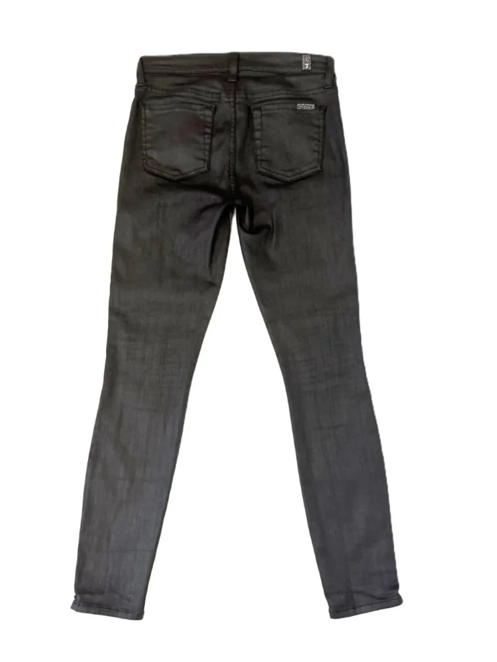NWOT 7 For All Mankind Two-Toned Skinny Zip Jeans Brushed Sateen/Coated Denim 26